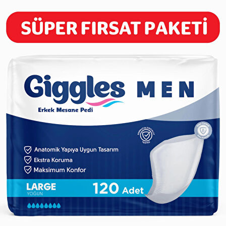 Giggles Yetişkin Erkek Mesane Pedi - L Beden - 6 Paket 120 Adet