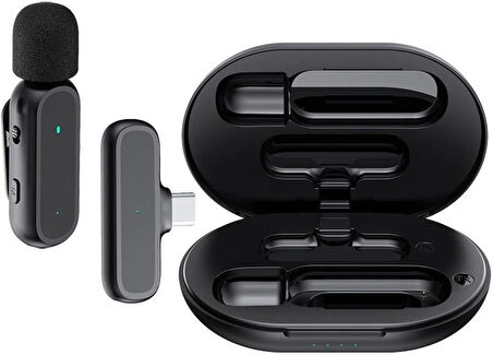  iPhone iPad Uyumlu Şarj Üniteli Kablosuz Youtuber Influencer Lightning  Yaka Mikrofonu