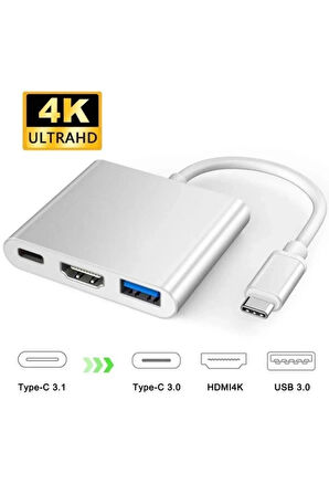 Elmalı Store -- Te-dos 4k 3 In1 Usb-c Dönüştürücü