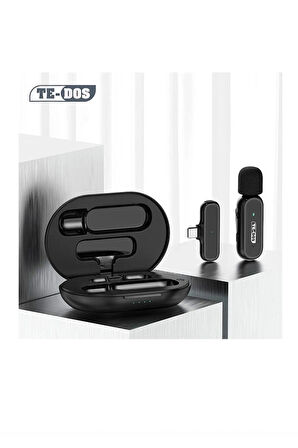 Elmalı Store -- Te-Dos TYPE-C USB-C Lightning Bağlantılı iPhone Android Uyumlu Youtuber İnfluencer Çift Yaka Mikrofonu