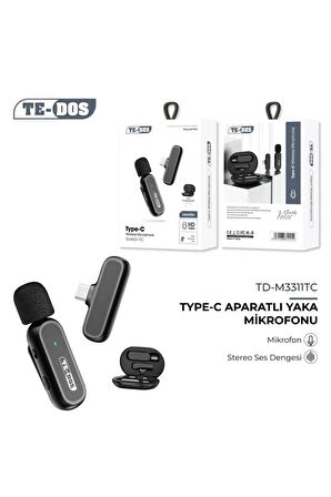 Elmalı Store -- Te-Dos TYPE-C USB-C Lightning Bağlantılı iPhone Android Uyumlu Youtuber İnfluencer Çift Yaka Mikrofonu