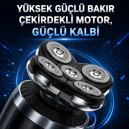 RQ8860 Erkek Bakım ve Tıraş Seti – 5 Bıçaklı Şarj Edilebilir Kel Kafa ve Yüz Tıraş Makinesi