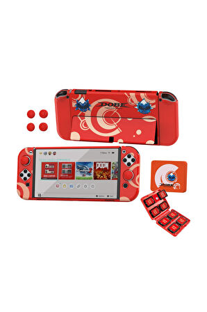 Switch OLED 3in1 Standlı Rnkli Kılıf Analog Yükseltici ve Koruyucu Kart Kutusu