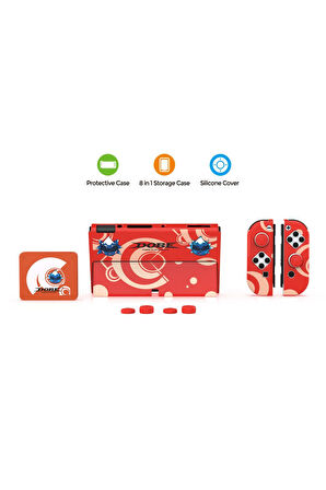 Switch OLED 3in1 Standlı Rnkli Kılıf Analog Yükseltici ve Koruyucu Kart Kutusu