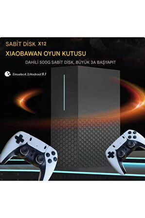 X12 500GB Android TV+GAME CUBE 4K HDMI +ETHERNET 3D Retro Arcade Oyun Konsolu