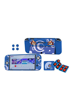 Switch OLED 3in1 Standlı Rnkli Kılıf Analog Yükseltici ve Koruyucu Kart Kutusu