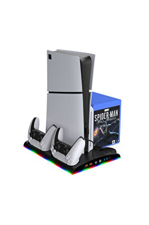 TP5-3570 Multi Fonksiyonel PS5 Slim/ PS5 Dijital RGB Işıklı Soğutma ve Şarj İstasyonu