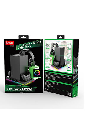 İpega PG-XBX023S XBOX Series X Multi Fonksiyonel RGB Işıklı Askılı Şarj İstasyonlu Soğutucu Stand