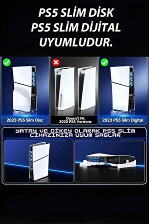 PG-P5S005 PS5 Slim Disk-PS5 Slim Dijital Uyumlu 3 Kademeli LED Işıklı Arka Soğutucu Fan