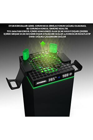 TYX-3606 Xbox Series X 2 Adet 1200mAh Pil Soğutucu Fan ve Joystick Standlı Ünite