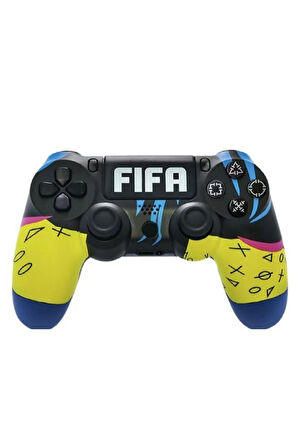 PS4-PC-Android BOX-Android-IOS Telefon Tablet Uyumlu Desenli Dual Titreşimli Bluetooth Oyun Kolu