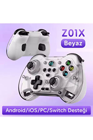 Z01X PC/IOS/Android/Switch/Switch Oled Uyumlu Bluetooth Bağlantılı Şeffaf Joystick Gamepad