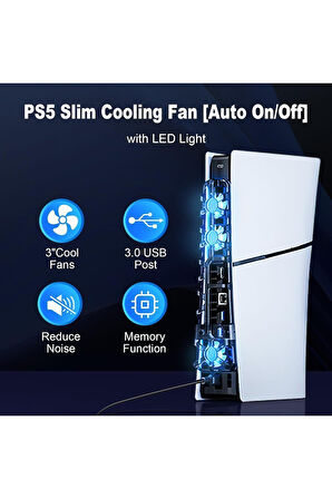 TP5-3538 PS5 Slim İçin Led Işıklı Kademeli Güçlü Soğutma Fanı