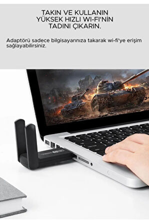 2.4/5 Uyumlu  GHz Kablosuz USB 3.0/2.0/1.1 Mac Windows Linux Uyumlu 1300Mbps Wi-Fi Adaptörü