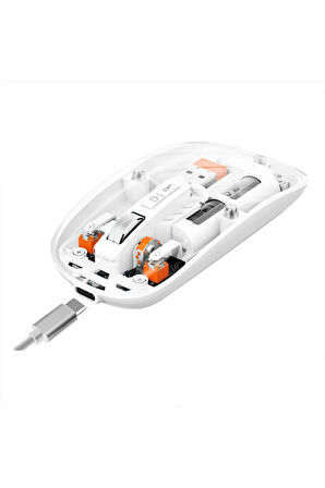 M133 Şeffaf Kablosuz Bluetooth Mouse Üç Modlu Sessiz Şarj Edilebilir