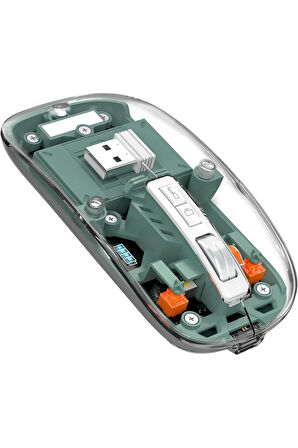 M133 Şeffaf Kablosuz Bluetooth Mouse Üç Modlu Sessiz Şarj Edilebilir