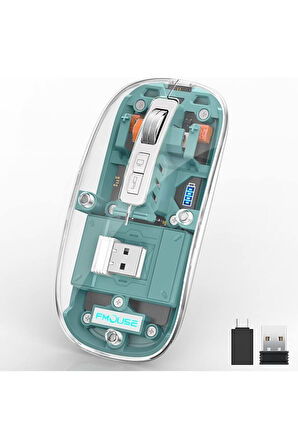 M133 Şeffaf Kablosuz Bluetooth Mouse Üç Modlu Sessiz Şarj Edilebilir