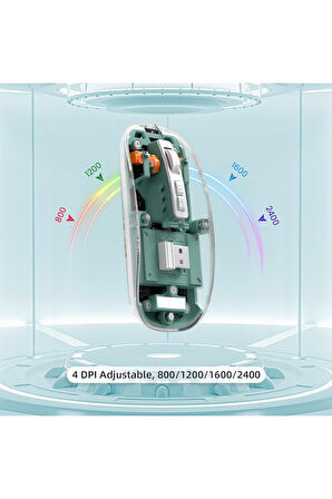 M133 Şeffaf Kablosuz Bluetooth Mouse Üç Modlu Sessiz Şarj Edilebilir