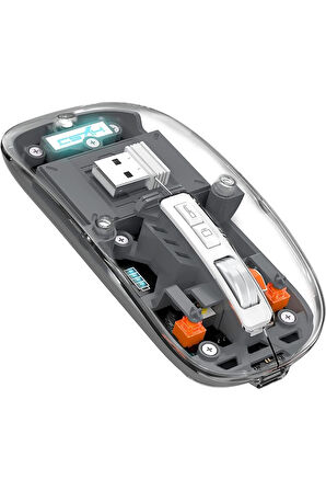 M133 Şeffaf Kablosuz Bluetooth Mouse Üç Modlu Sessiz Şarj Edilebilir