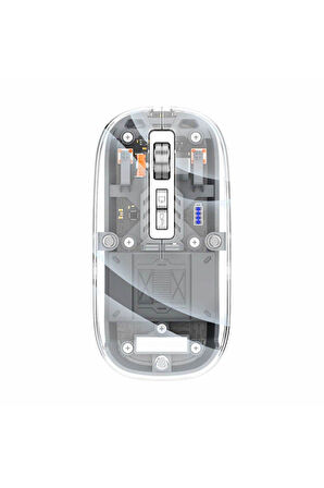 M133 Şeffaf Kablosuz Bluetooth Mouse Üç Modlu Sessiz Şarj Edilebilir