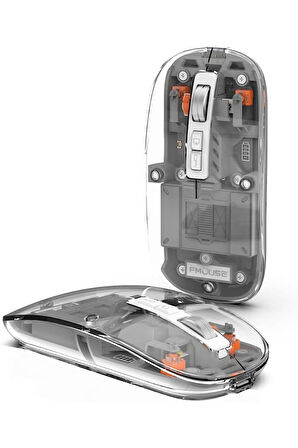 M133 Şeffaf Kablosuz Bluetooth Mouse Üç Modlu Sessiz Şarj Edilebilir