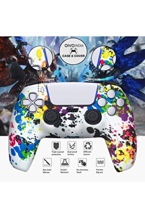 PS5 Dualsense Grafiti Temalı Koruyucu Silikon Kılıf + Analog silikon Koruyucu