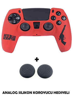 PS5 Dualsense Red Dead Redemption Desenli Koruyucu Silikon Kılıf + Analog silikon Koruyucu