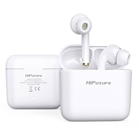 HiFuture SmartPods2 Hi-Res Stereo Pasif Gürültü Önleyici 4 Mikrofonlu Beyaz TWS IPX5 Bluetooth 5.3 Kablosuz Kulaklık