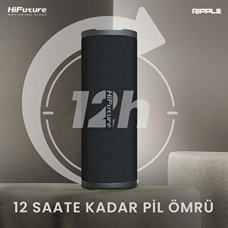 HiFuture Ripple BT 5.3 30W IPX7 Taşınabilir Stereo Bluetooth Hoparlör Siyah