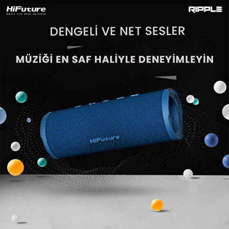 HiFuture Ripple BT 5.3 30W IPX7 Taşınabilir Stereo Bluetooth Hoparlör Mavi