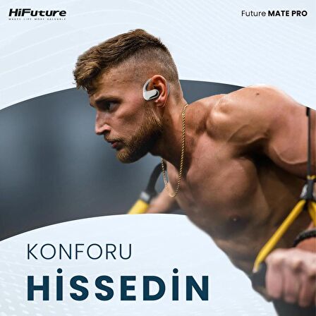 HiFuture FutureMate Pro BT 5.2 Qualcomm Çipset ENC Çevresel Gürültü Engelleme 4 Mikrofonlu IPX5 Open-Ear Kablosuz Kulakiçi Kulaklık Siyah