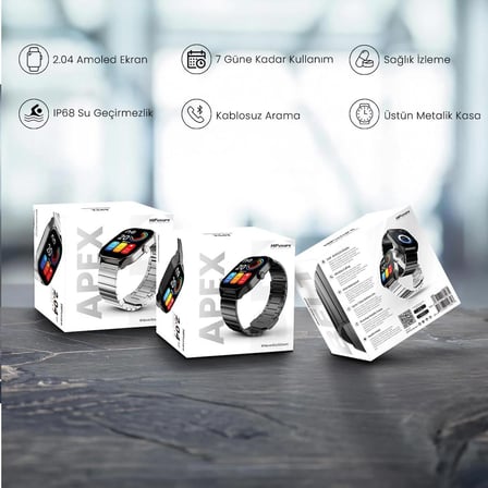 HiFuture APEX AMOLED Bluetooth 5.3 IP68 100+ Spor Modu 350mAh Anti-Parmak İzi Always On Display Ekran Paslanmaz Çelik Akıllı Saat 52mm Som Gümüş