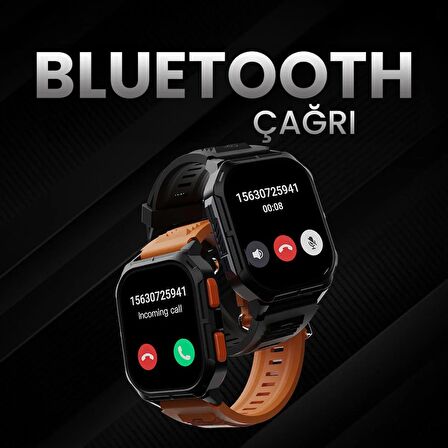 HiFuture Ultra3 Bluetooth 5.2 IP68 Su Geçirmez 2.01 inç Always On Display Nabız Spor Kan Oksijen Takibi iOS&Android Uyumlu Akıllı Saat 52mm Turuncu