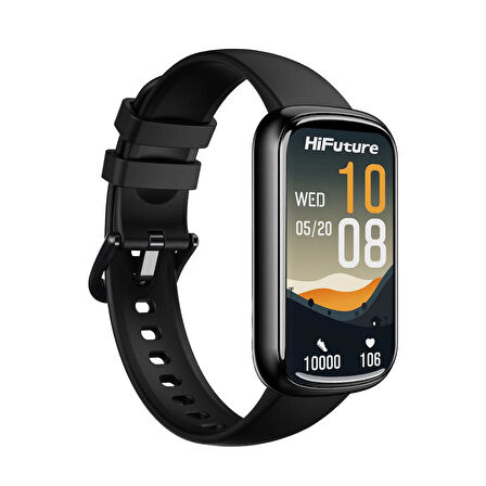 HiFuture EVO2 Bluetooth 5.2 1.47” Ekran 1 ATM Su Geçirmez 24+ Spor Modu Nabız Spor Kan Oksijen Takibi IOS & Android Uyumlu Akıllı Bileklik Siyah