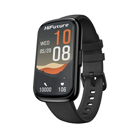 HiFuture EVO2 Bluetooth 5.2 1.47” Ekran 1 ATM Su Geçirmez 24+ Spor Modu Nabız Spor Kan Oksijen Takibi IOS & Android Uyumlu Akıllı Bileklik Siyah