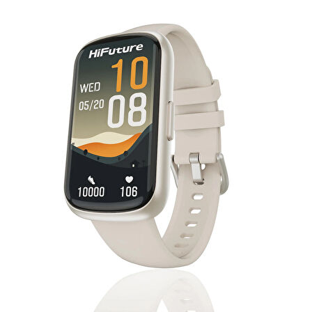 HiFuture EVO2 Bluetooth 5.2 1.47” Ekran 1 ATM Su Geçirmez 24+ Spor Modu Nabız Spor Kan Oksijen Takibi IOS & Android Uyumlu Akıllı Bileklik Açık Krem