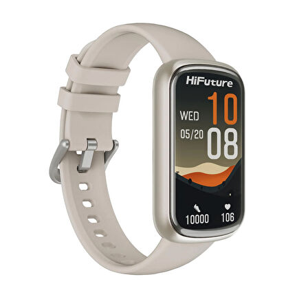 HiFuture EVO2 Bluetooth 5.2 1.47” Ekran 1 ATM Su Geçirmez 24+ Spor Modu Nabız Spor Kan Oksijen Takibi IOS & Android Uyumlu Akıllı Bileklik Açık Krem
