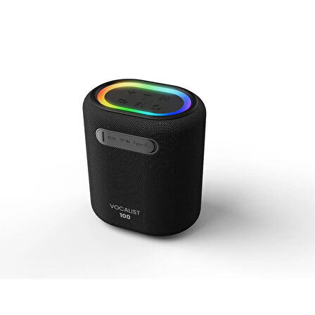 HiFuture Vocalist 100 Kablosuz Bluetooth 5.0 25W RGB Aydınlatmalı BT/AUX/SD Kart Girişli TWS Mikrofonlu Taşınabilir Karaoke Sistemi Hoparlör Siyah