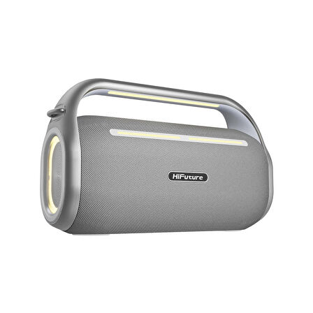 HiFuture MusicBox 100 70W Bluetooth 5.0 BT/USB/SD Kart/ AUX Girişli Mikrofonlu Karaoke Sistemi Kablosuz Hoparlör Gümüş