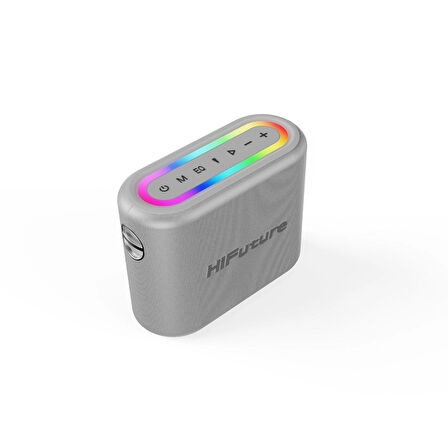 HiFuture Vocalist 200 Bluetooth 5.0 100W RGB Aydınlatmalı BT/AUX/USB/SD Kart Girişli Mikrofonlu Taşınabilir Karaoke Sistemi Kablosuz Hoparlör Gümüş