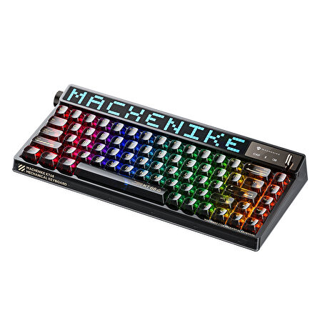 Machenike KT68 Pro Tri-Mode Yellow Switch LCD RGB Siyah İngilizce Gaming Klavye