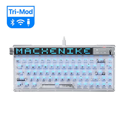 Machenike KT68 Pro Tri-Mode Yellow Switch LCD RGB Beyaz İngilizce Gaming Klavye