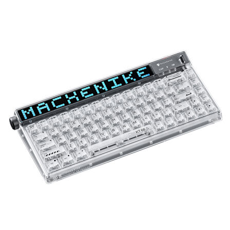 Machenike KT68 Pro Tri-Mode Yellow Switch LCD RGB Beyaz İngilizce Gaming Klavye