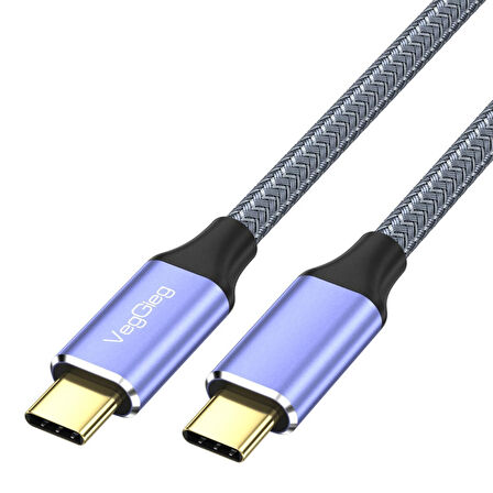 VegGieg USB 3.1 Type-C PD 100W 5A 10Gbps 4K 60Hz Destekli Kablo 1 Metre
