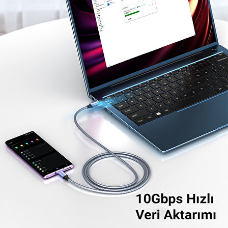 VegGieg USB 3.1 Type-C PD 100W 5A 10Gbps 4K 60Hz Destekli Kablo 1 Metre