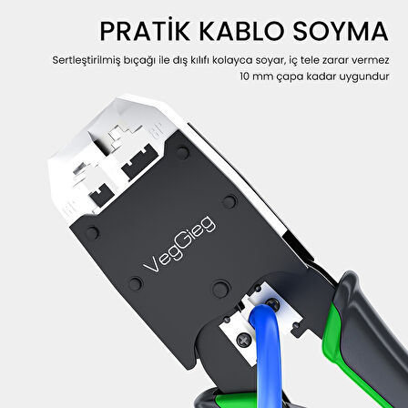 VegGieg RJ45 RJ11 RJ12 Jack Çakma Pensesi 6P/8P Ağ ve Telefon Kablosu Jak Kesme Soyma Sıkma Aleti