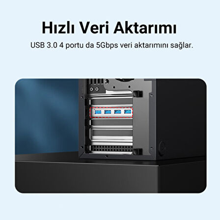 VegGieg PCI-E Express 4 Portlu USB 3.0 Hub Çoklayıcı Kart