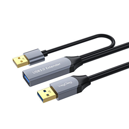 Veggieg USB 3.0 Uzatma Kablosu Sinyal Güçlendirici Extender Destekli USB-A Uzatıcı Kablo 5 Metre