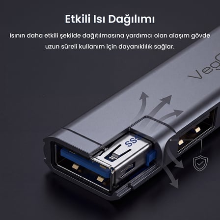 VegGieg 4 Portlu Type-C to USB 3.0 + 3*USB 2.0 Çoklayıcı Dönüştürücü USB Hub