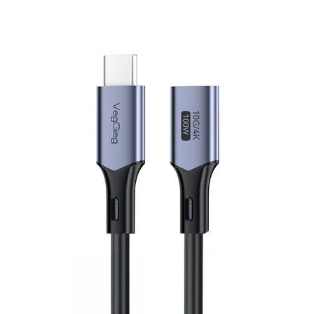 VegGieg USB 3.2 Gen 2 Type-C Uzatma Kablosu USB-C 100W 10Gbps 4K 60Hz 50CM